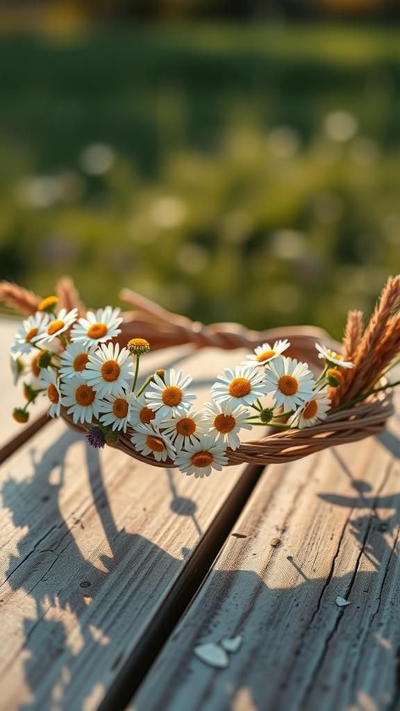 Wildflower Meadow Crown With Rustic Twine Base
