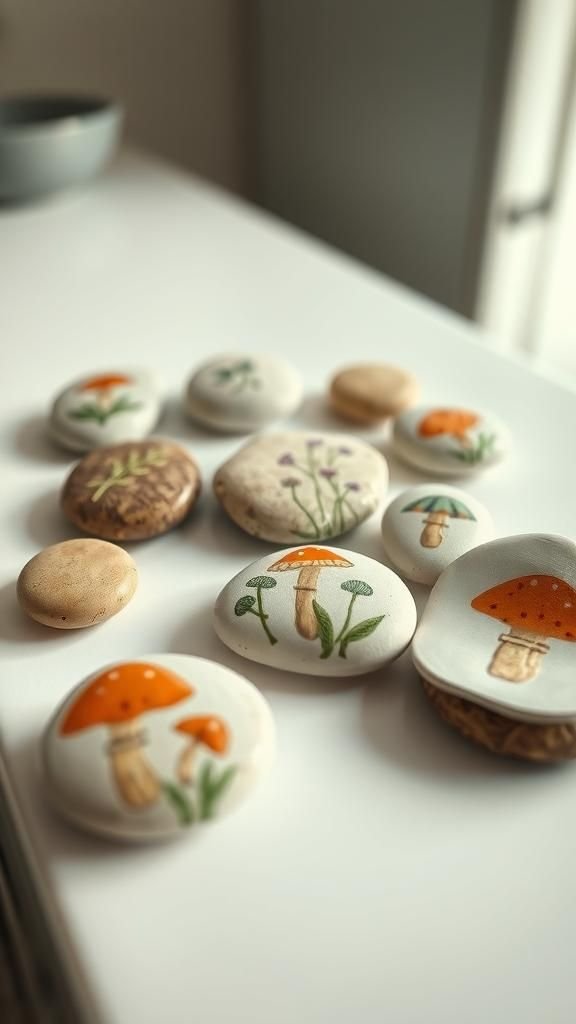 Hand-Painted Pebble Garden-Inspired Fridge Magnets
