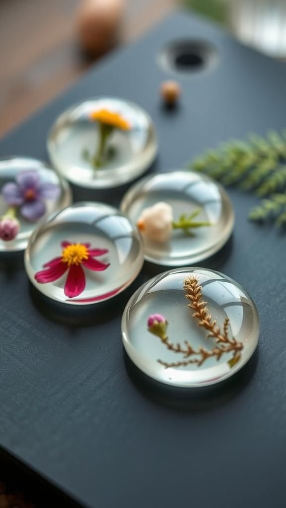 Pressed Flower Resin Domed Keepsake Magnets