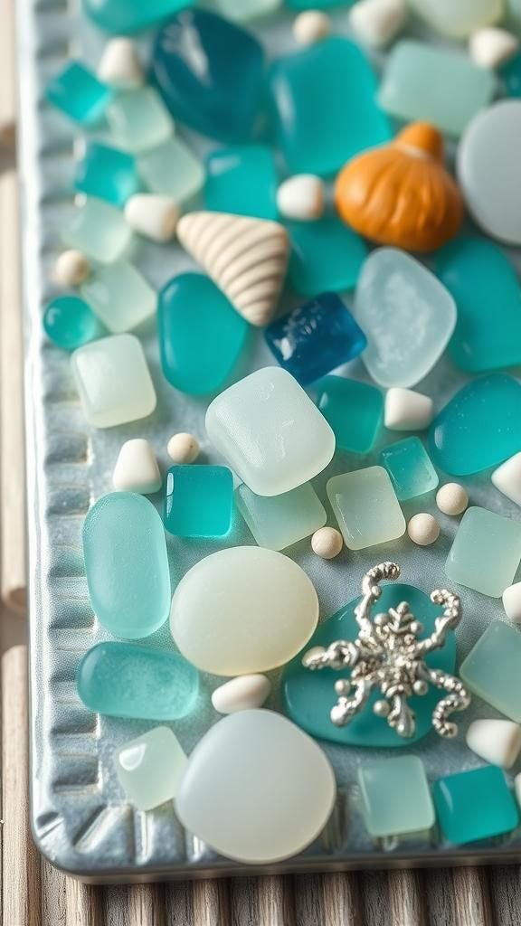 Sea Glass Mosaic Magnets In Coastal Tones