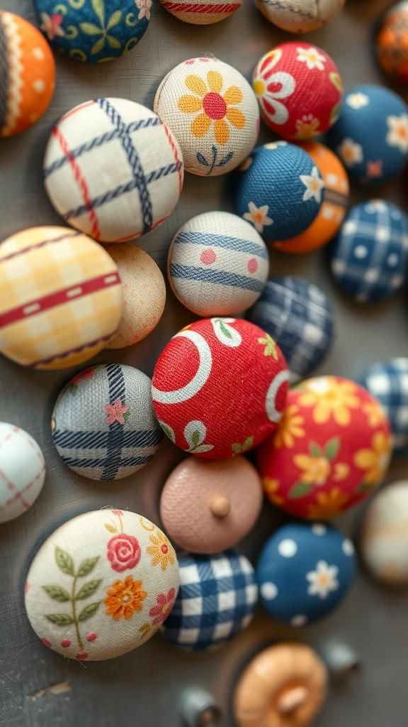 Fabric-Covered Button Magnets With Charming Textures