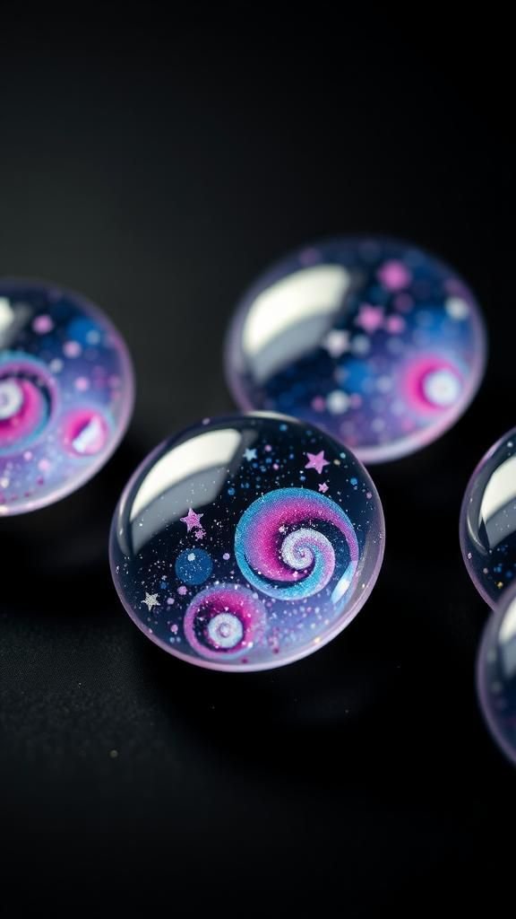 Watercolor Galaxy Cabochon Magnets With Dramatic Cosmic Swirls