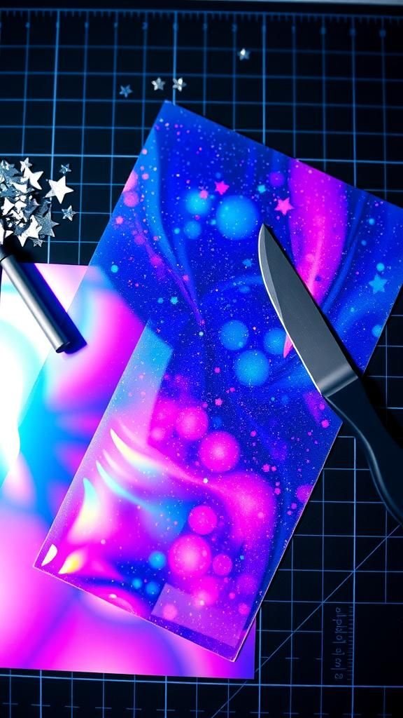 Holographic Galaxy Stickers With Nebula Swirls And Stars