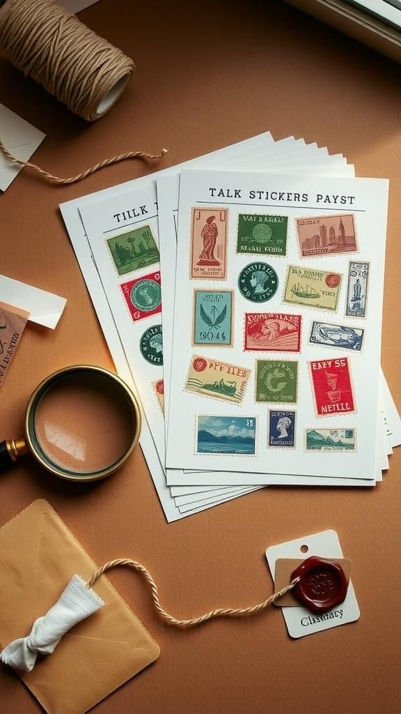 Vintage Postage Stamp-Inspired Stickers With Perforated Edges