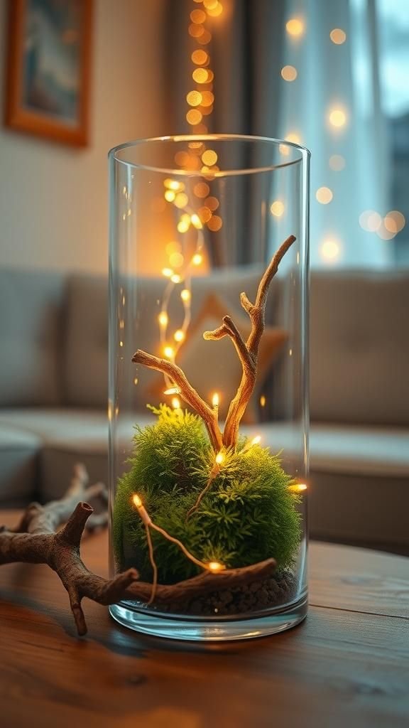 Fairy-Light Terrarium With Evening Glow And Moss