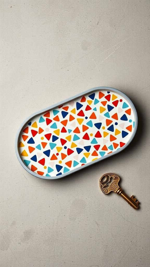 Terrazzo-Style Jesmonite Oval Trinket Tray