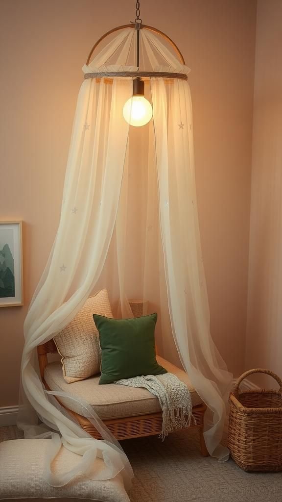 Ethereal Tulle Canopy For A Reading Nook
