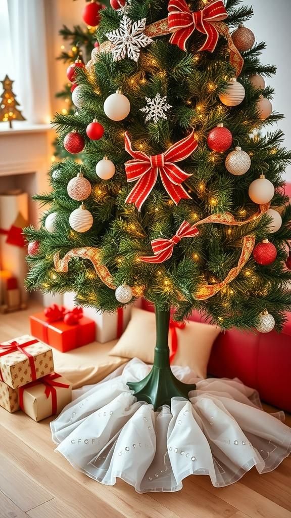 Holiday Tulle Tree Skirt With Sequin Shimmer