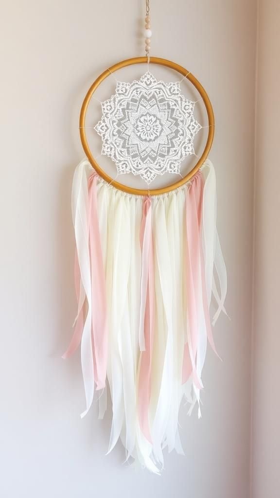 Lace-And-Tulle Dreamcatcher With Gentle Fringe