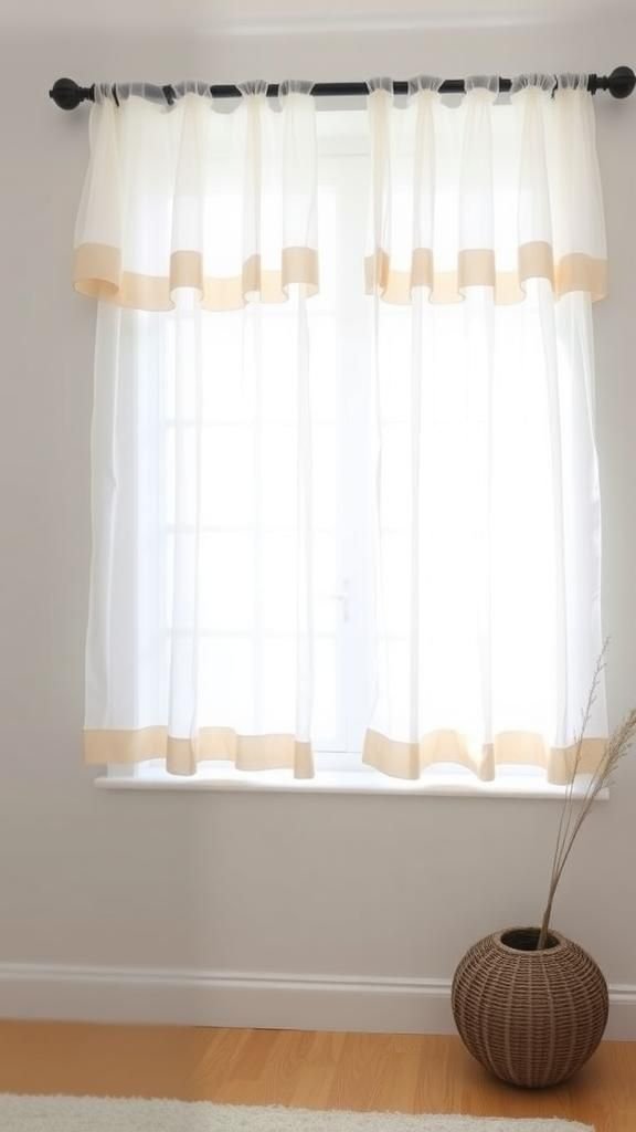 Soft Tulle Window Valances With Ribbon Edging