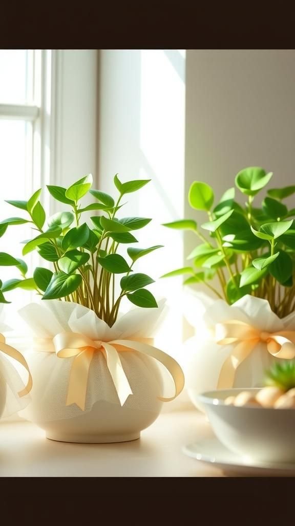 Tulle-Covered Planter Sleeves For Instant Softness