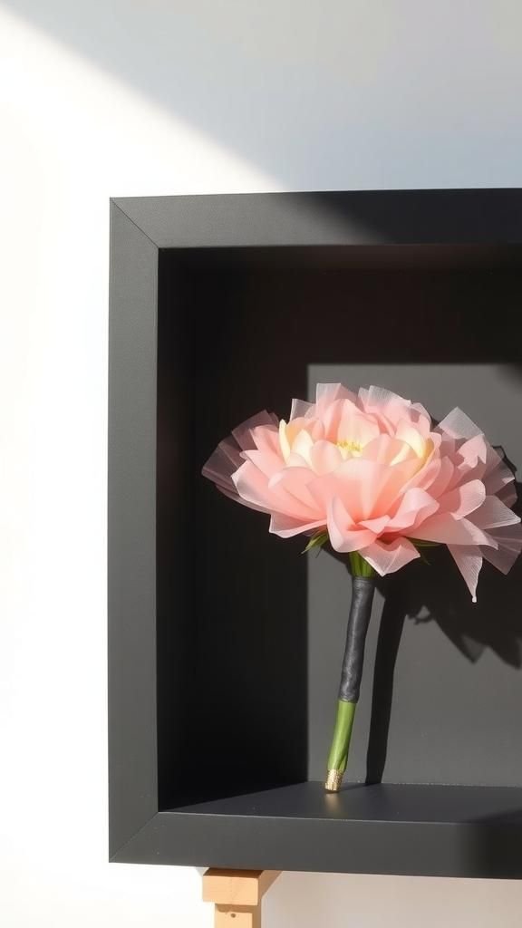 Tulle Wall Bouquets In Minimal Shadow Boxes