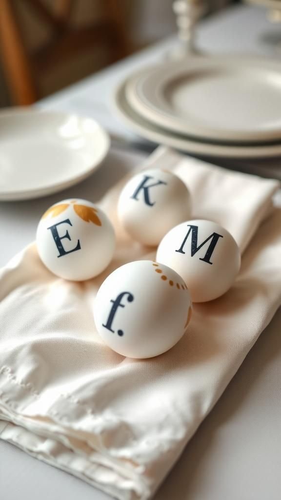 Minimal Monogram Calligraphy Place-Setting Eggs