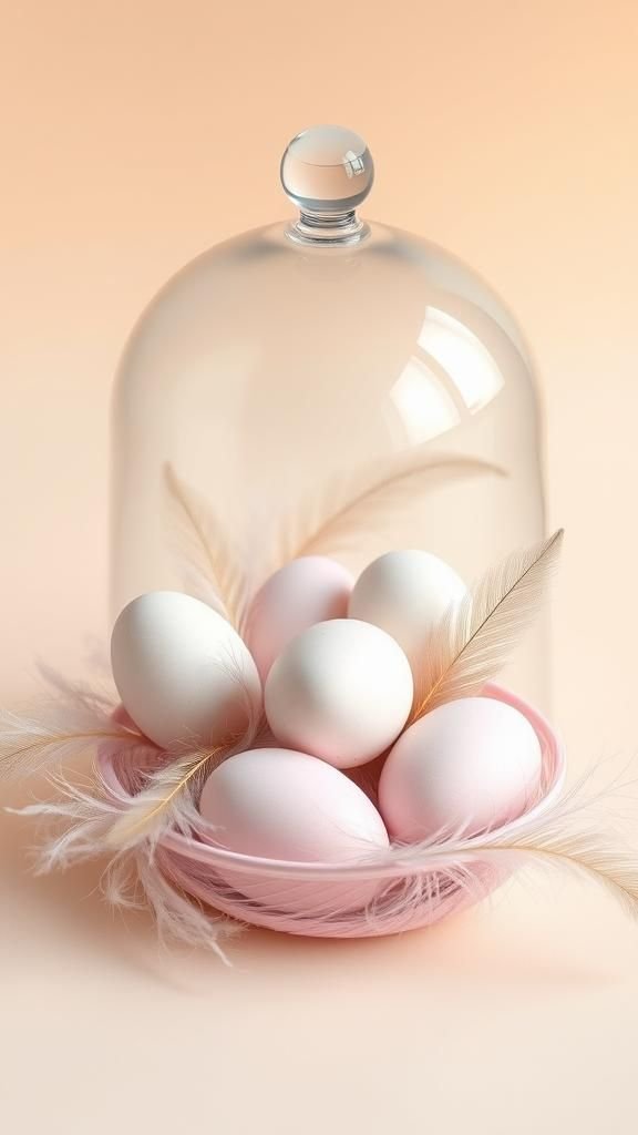 Speckled Pastel Eggs With Delicate Feather Accents