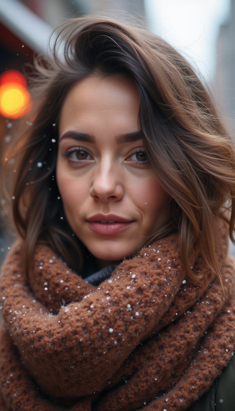 Wrapped Scarf With Loose Waves Peeking