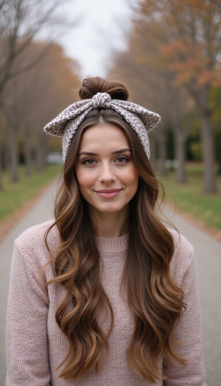 Bubble Ponytail With Patterned Knitted Headband