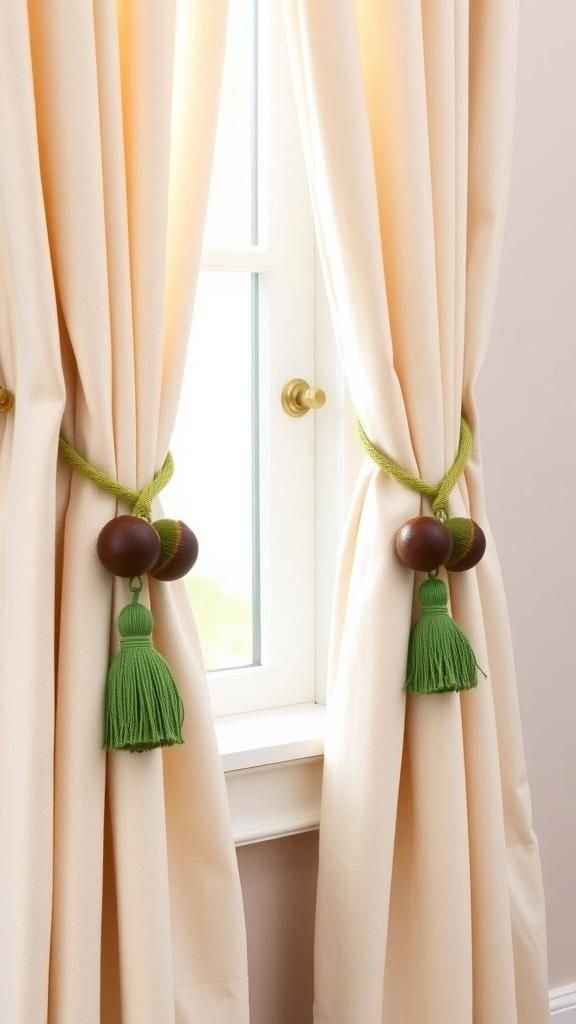 Elegant Curtain Tiebacks With Acorn Knot Tassels
