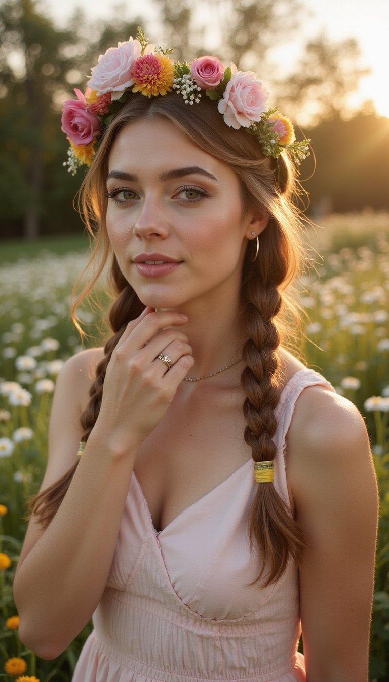 Braided Crown With Fresh Floral Accents