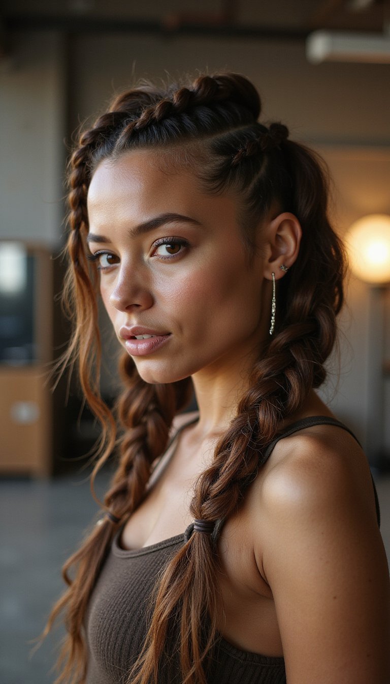 Goddess Braided Mohawk With Tapered Sides