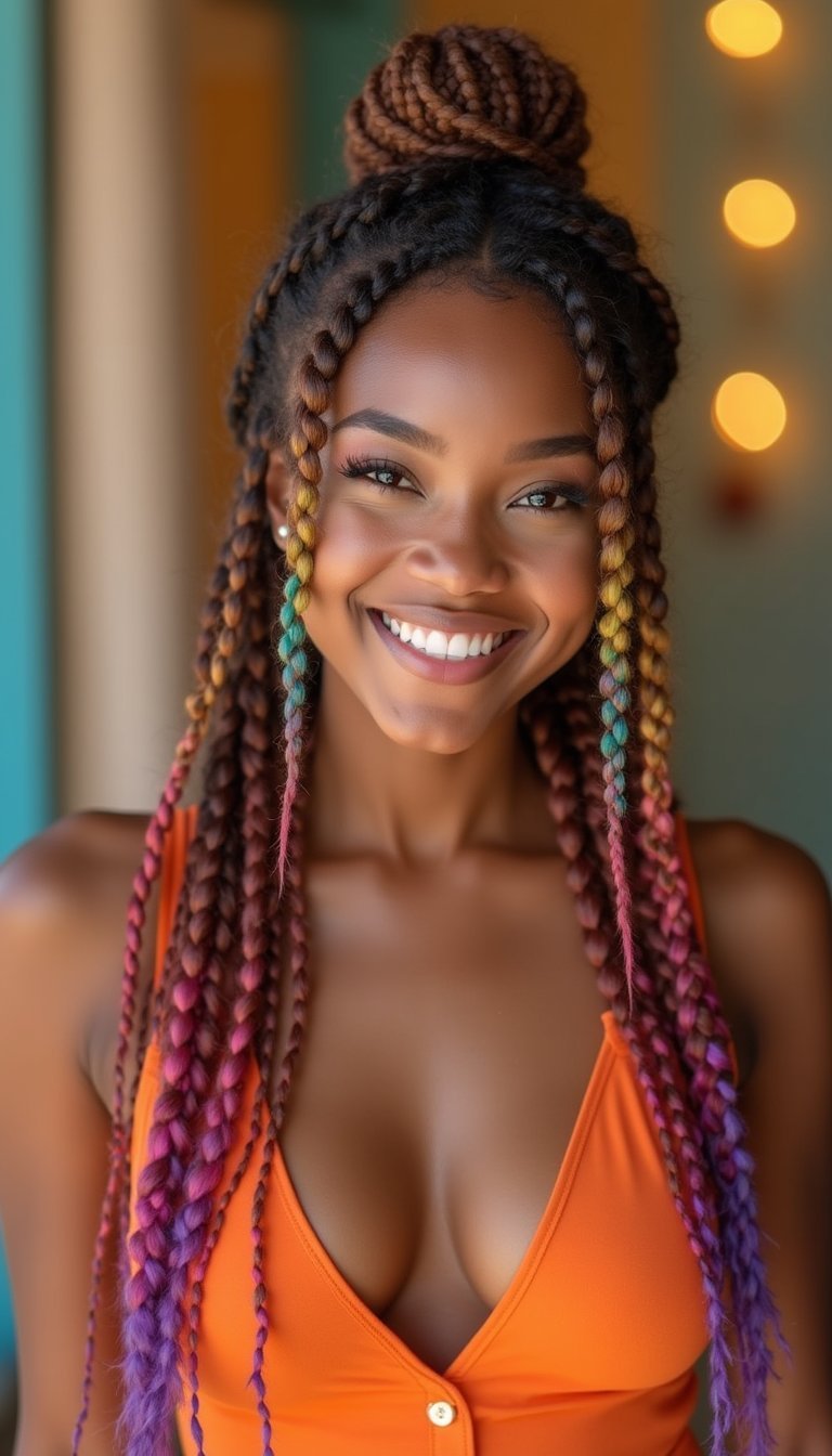 Peekaboo Color Goddess Braids For Fun Flair