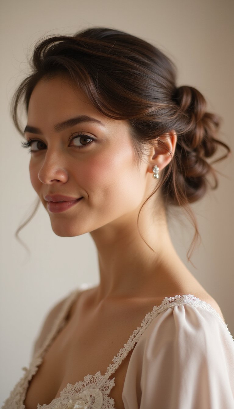 Romantic Updo With Face-Framing Side Tendrils