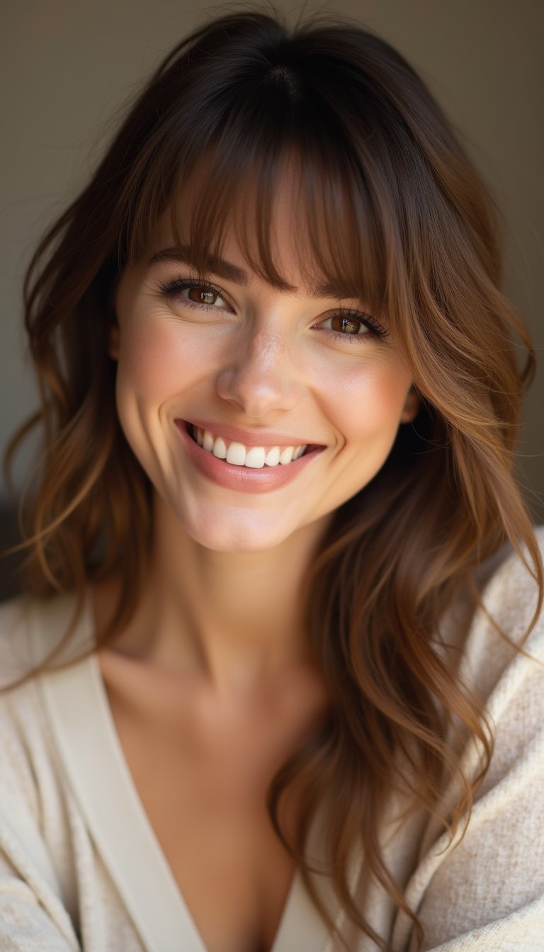 Side Part With Soft Curtain Bangs