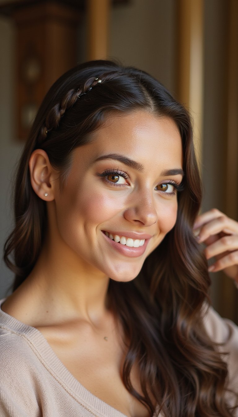 Low Braided Crown With Hidden Bobby Pins