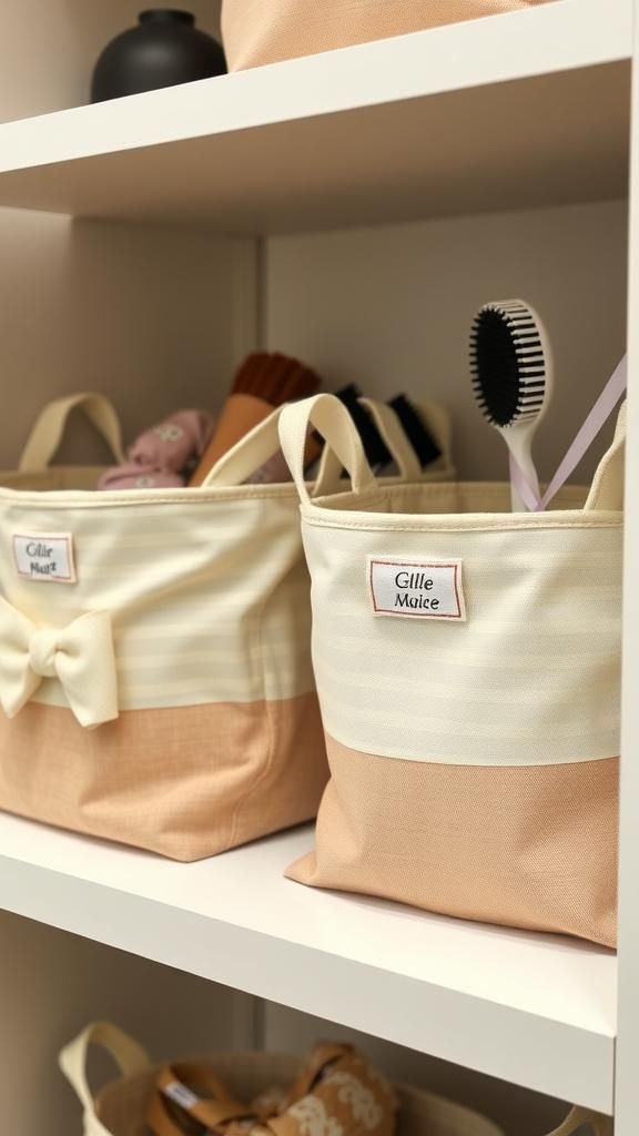 Coordinated Fabric Baskets With Tag Labels