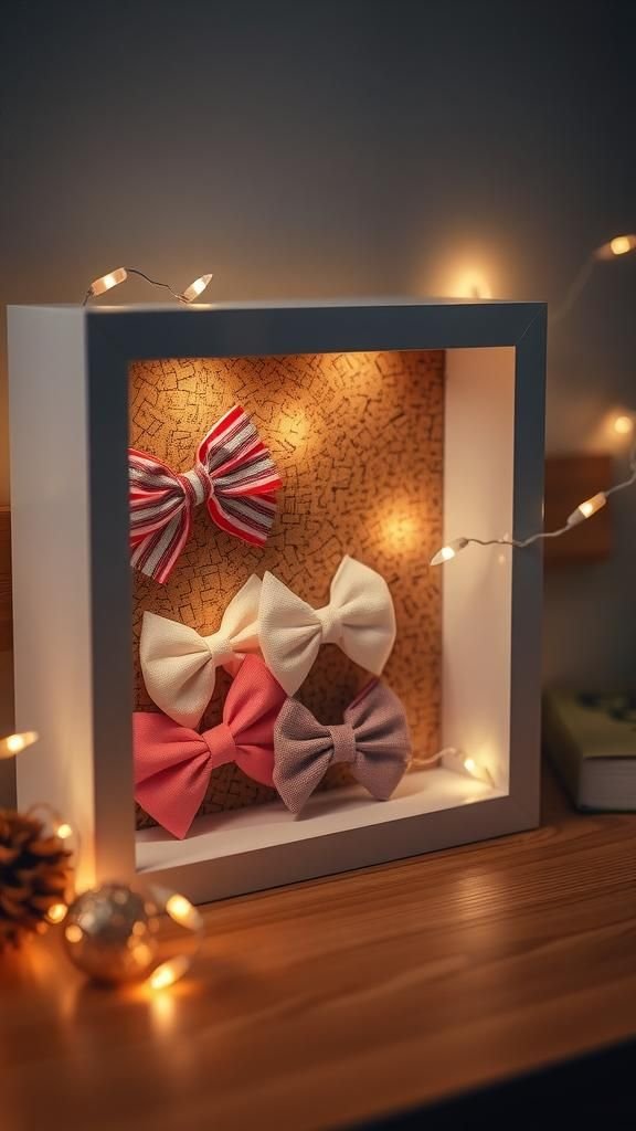 Shadow Box With Cork and Ribbon Grid