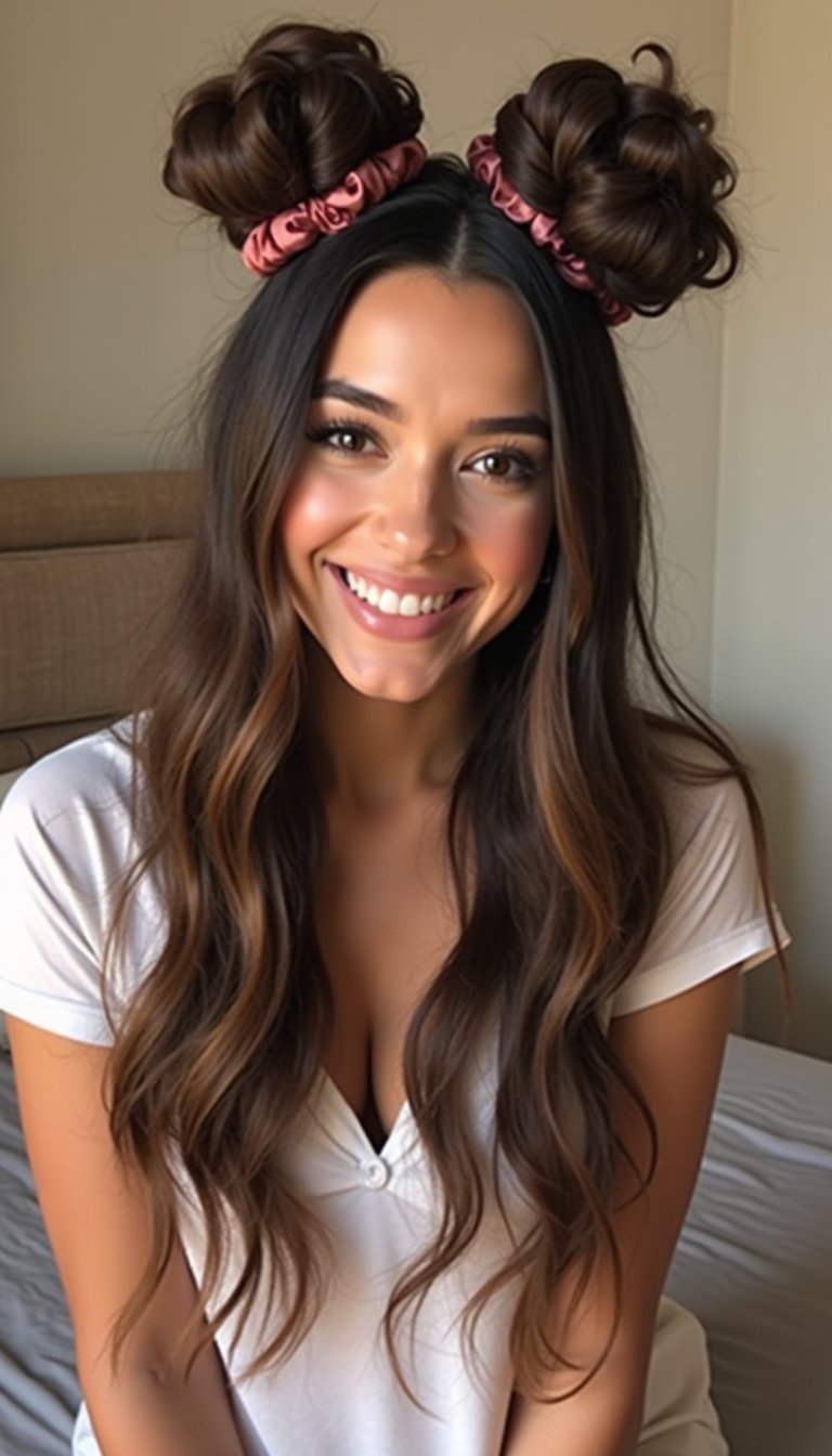 Satin Scrunchie Buns For Bouncy Ringlets