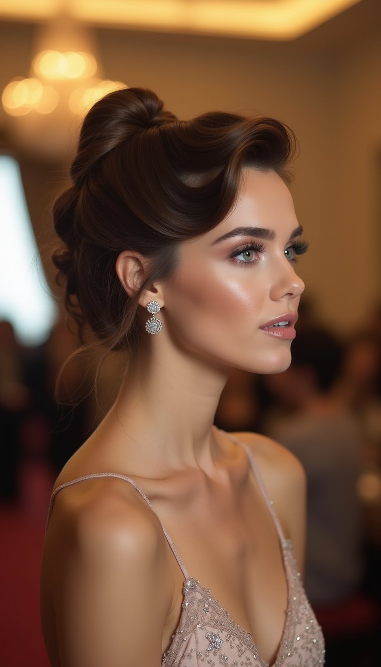 Glamour Updo With Subtle Hollywood Wave Detail