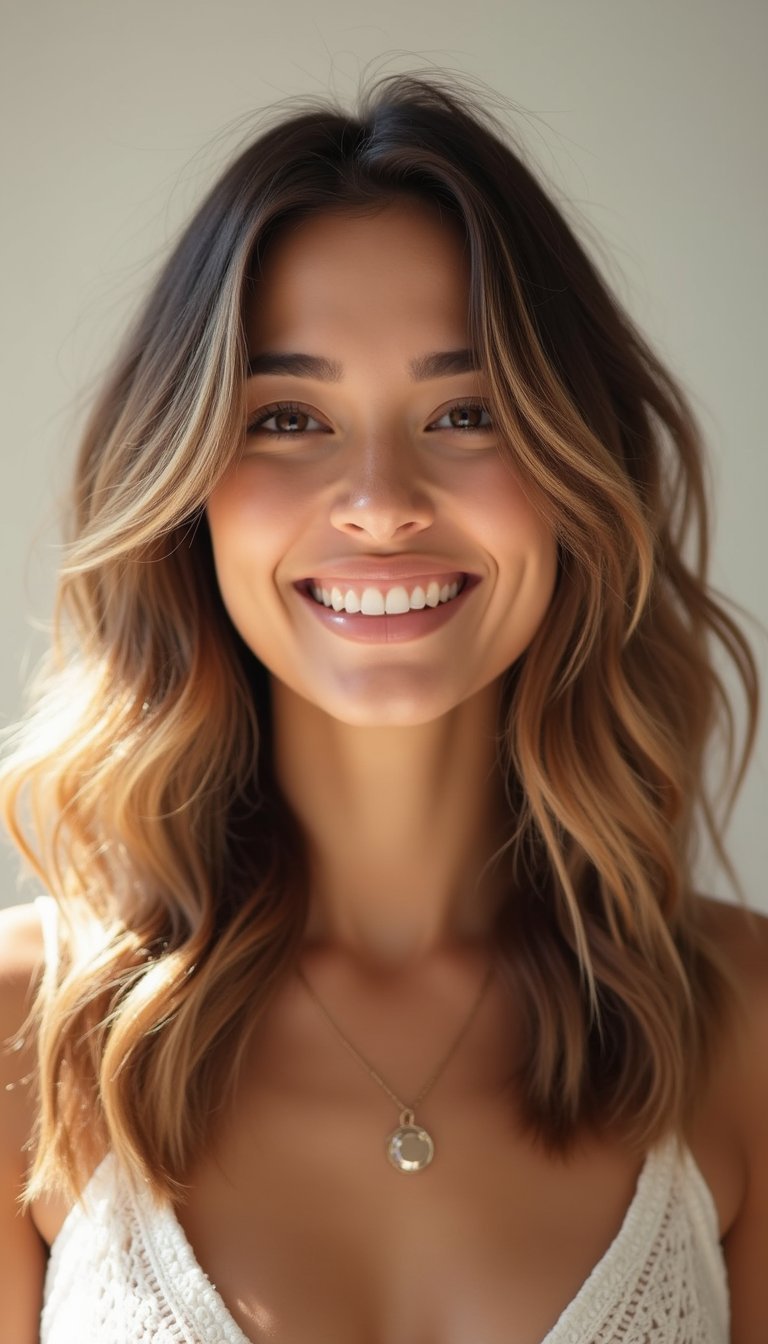 Wavy Curtain Layers For Soft Face Framing