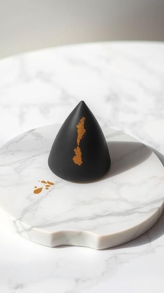 Matte Black Cone With Gold Splatter