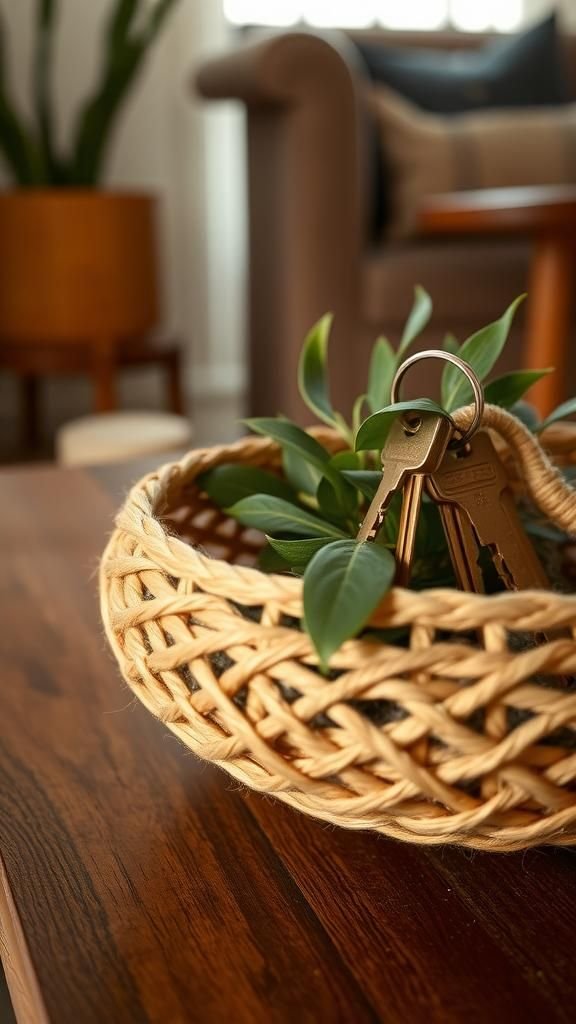 Coiled Jute Twine Bowl For Entryway Trinkets