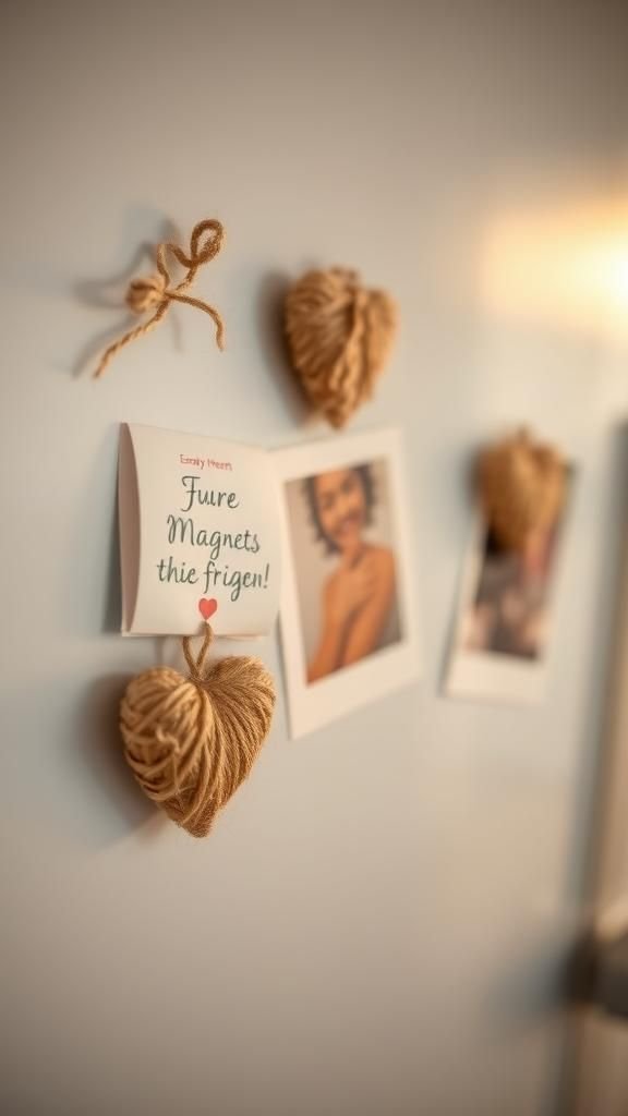 Mini Jute Twine Magnets Shaped Like Little Hearts