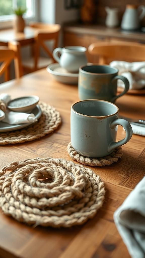 Natural Jute Twine Coasters And Placemats Set