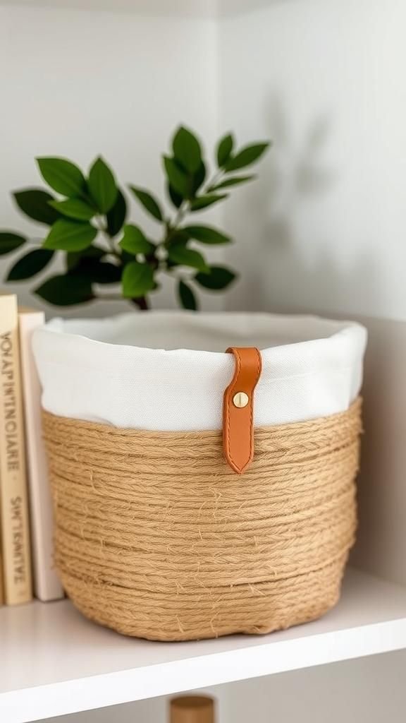 Woven Storage Basket Wrapped In Jute Twine