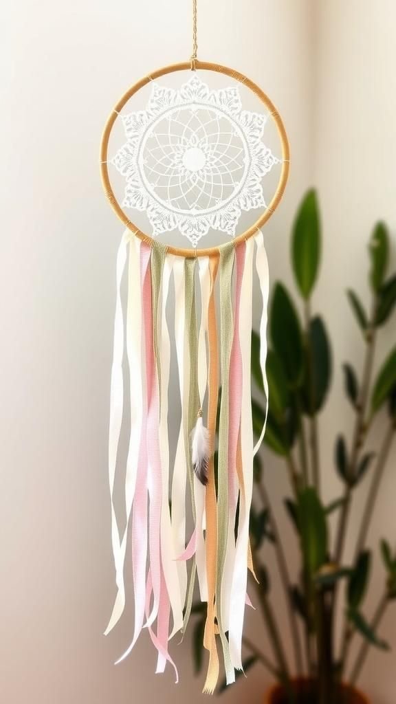 Boho Lace Doily Dreamcatcher With Soft Feathers