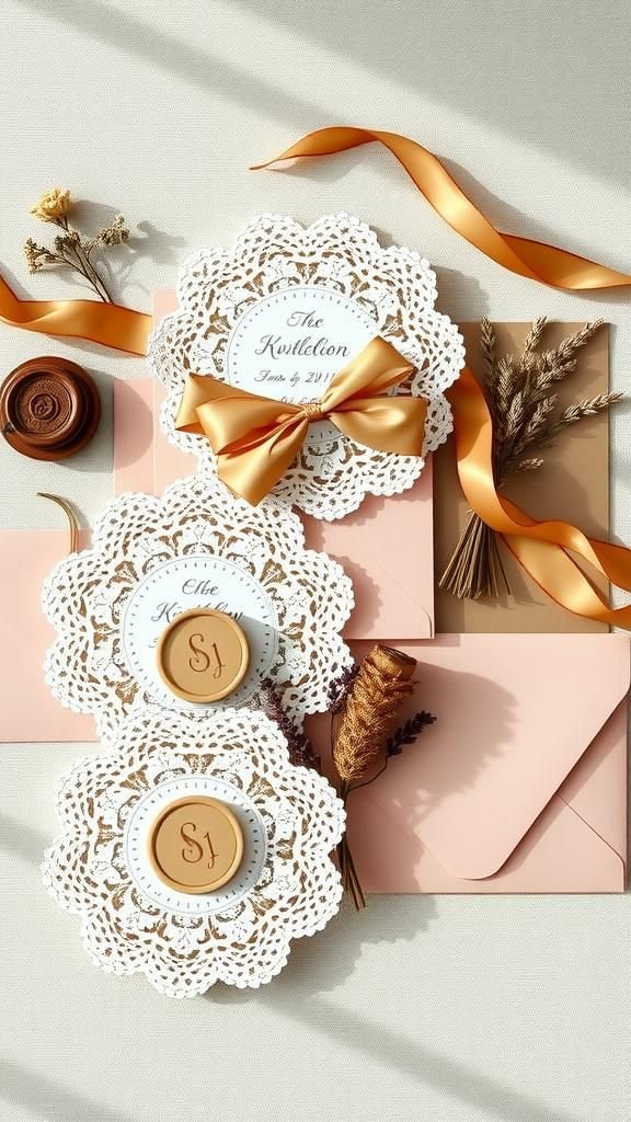 Lace Doily Envelope Sleeves And Invitation Wraps