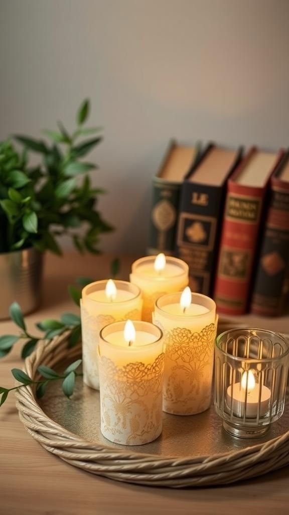 Lace Doily Wrapped LED Candle Sleeves And Holders