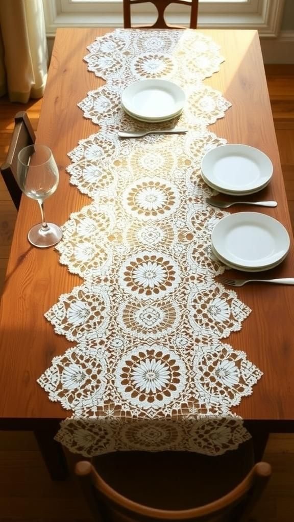Patchwork Lace Doily Table Runner With Heirloom Flair