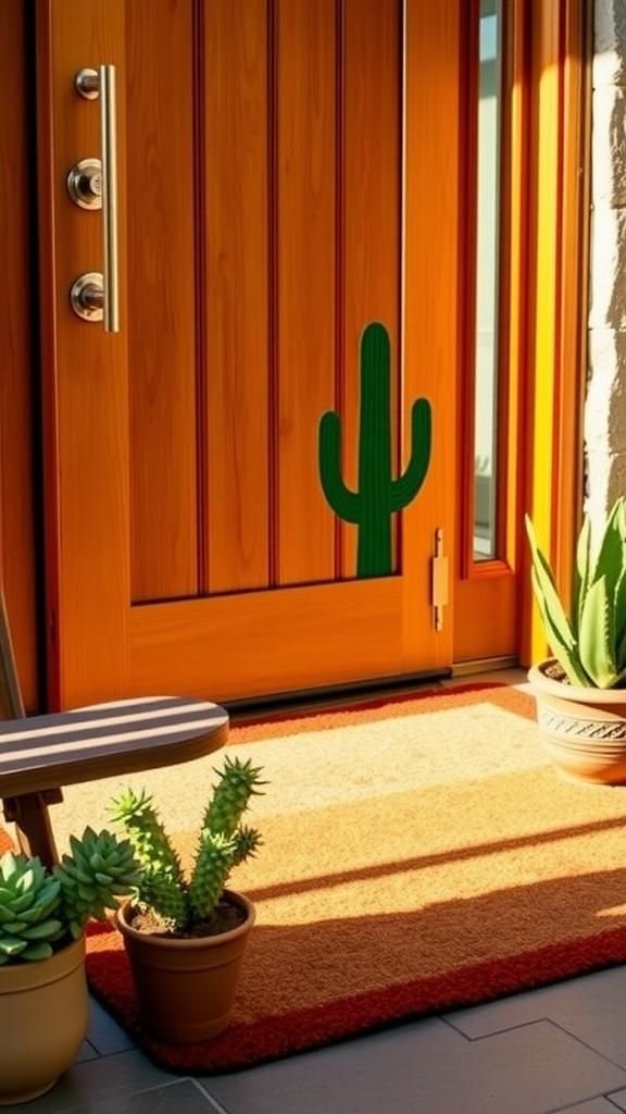 Desert Cactus Silhouette Entry Rug