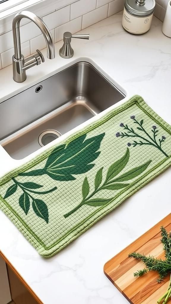 Herb Garden Kitchen Mat In Greens