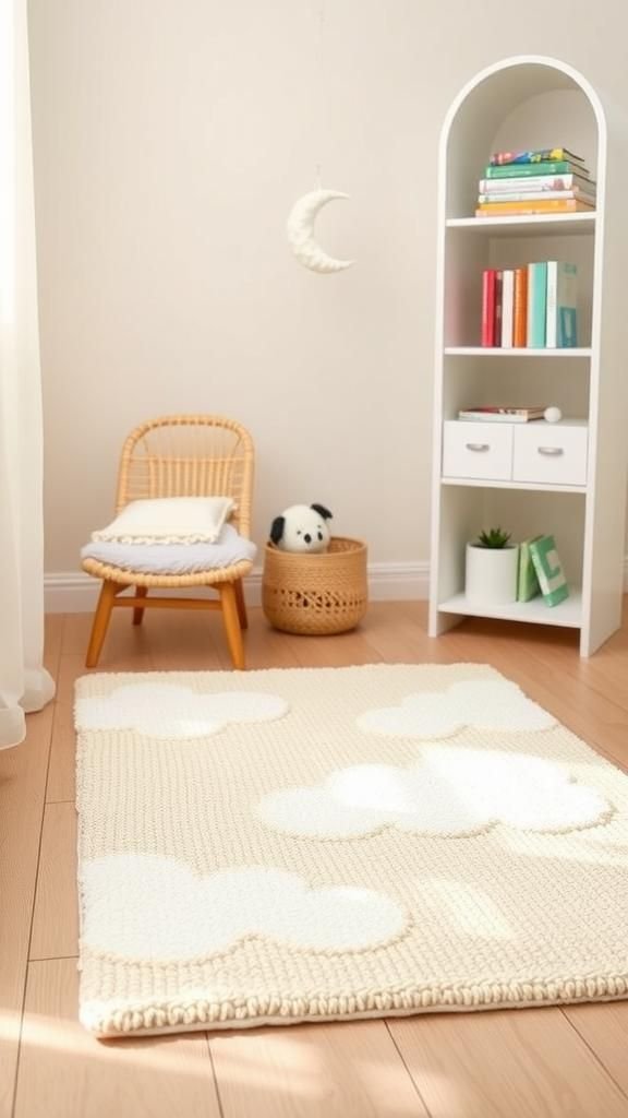 Plush Cloud Nursery Rug In Cream Tones