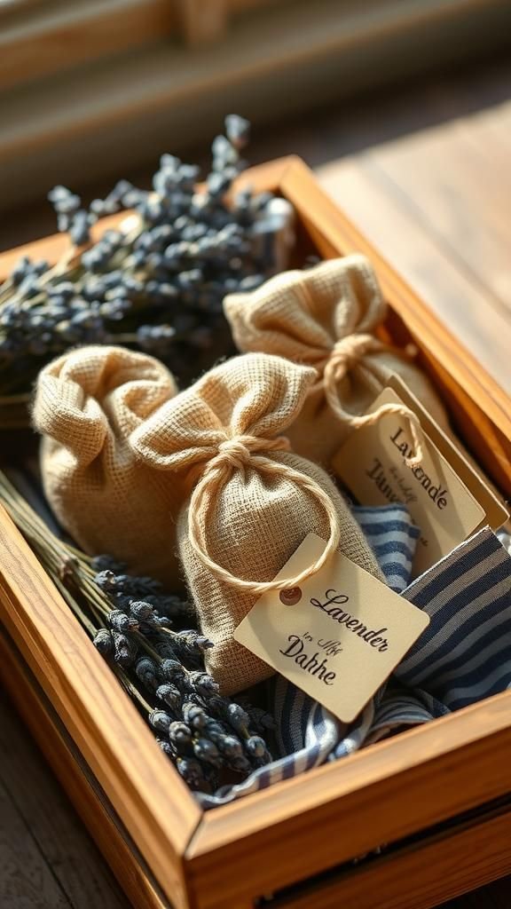 Rustic Burlap Lavender Drawer Pillows With Twine