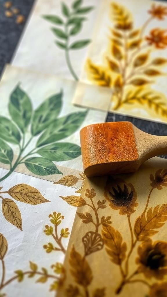 Gel Plate Botanical Leaf Prints With Painterly Layers