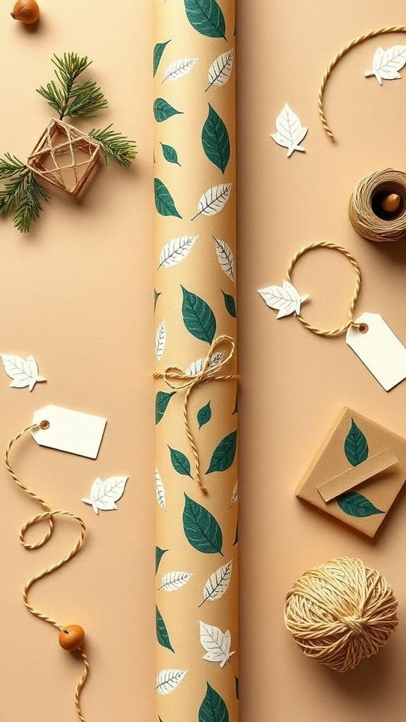 Handprinted Leaf Wrapping Paper For Seasonal Gifts