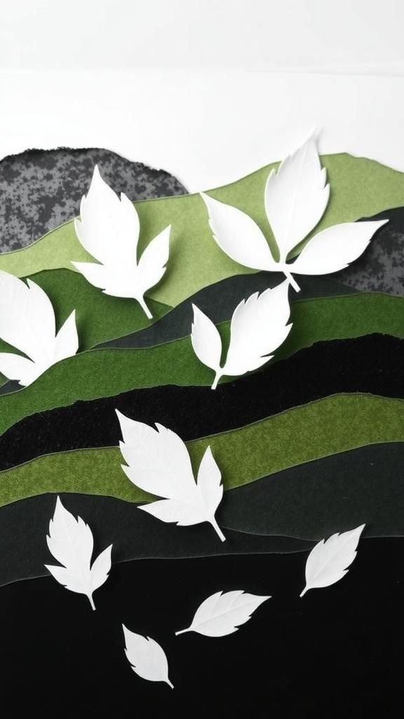 Layered Leaf Silhouettes Creating Striking Negative Space