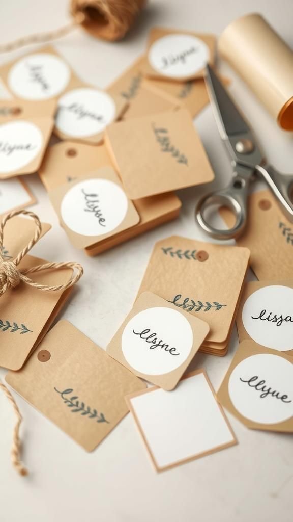 Leaf Print Gift Tags And Coordinating Labels Set