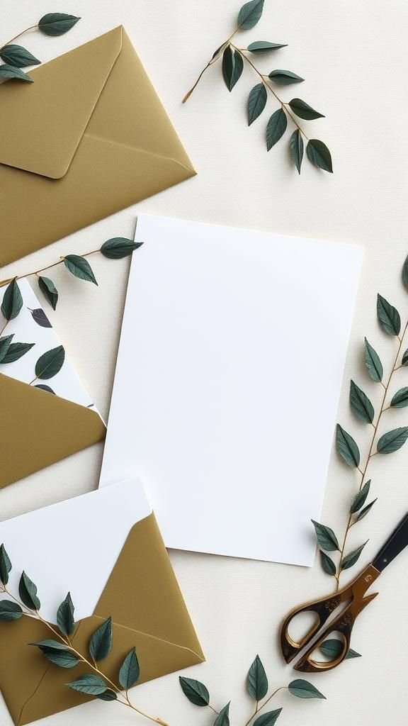 Modern Leaf Print Stationery Set With Envelope Liners